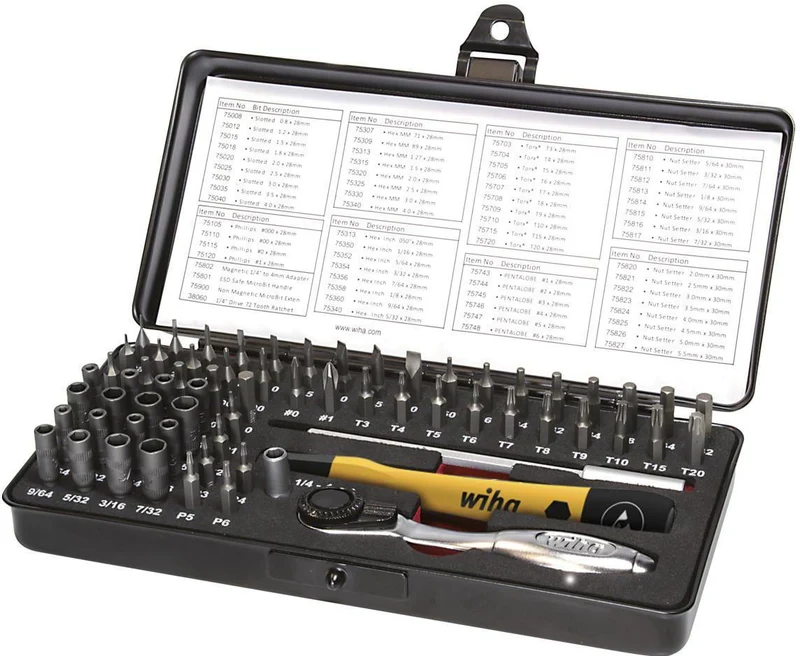 Wiha Feinmechanikerbitset 7000SK65ESD 66-teilig mit C4-Bits in Kunststoffkassette