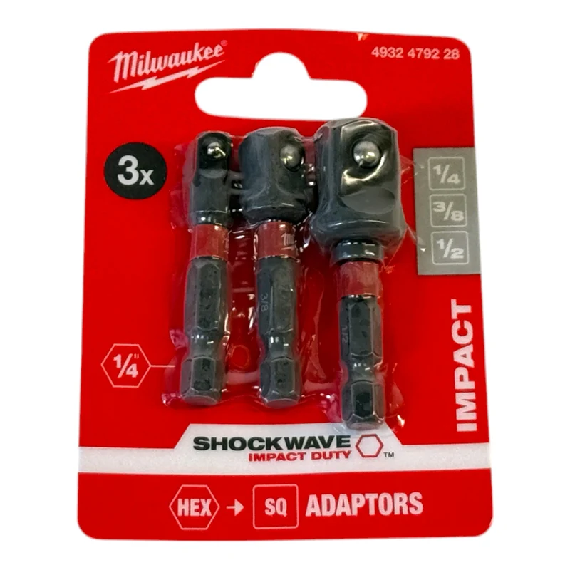 Millwaukee Shockwave Steckschlüsseleinsatz Adapter 1/4" / 3/8" / 1/2" 50 mm 3 tlg. ( 4932479228 )