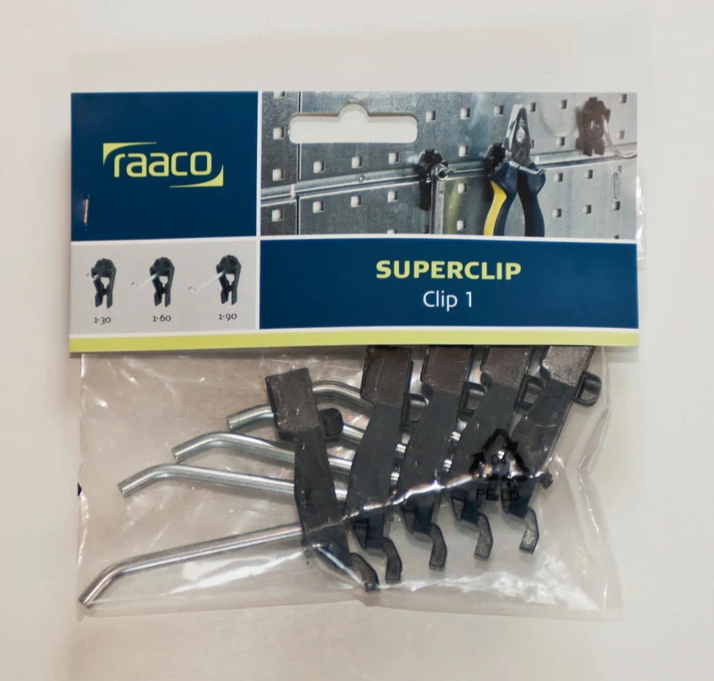 raaco Werkzeughakenset Clip 8-30mm 4tlg. für Langteile D.30mm – Werkzeugschrank-Zubehör