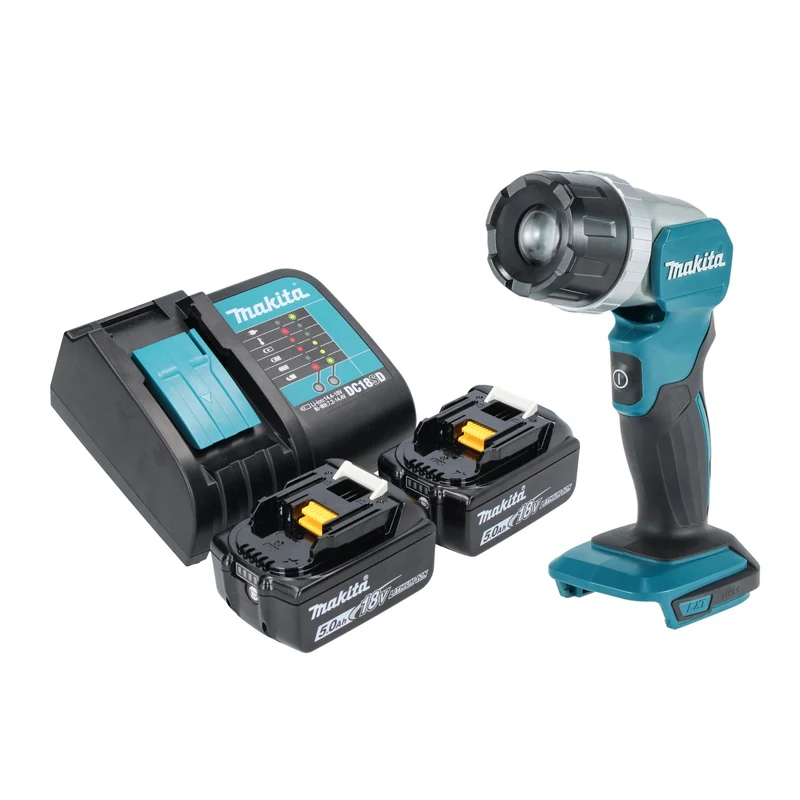 Makita DML 808 ST Akku Handstrahler 14,4 / 18 V 190 lm LED + 2x Akku 5,0 Ah + Ladegerät