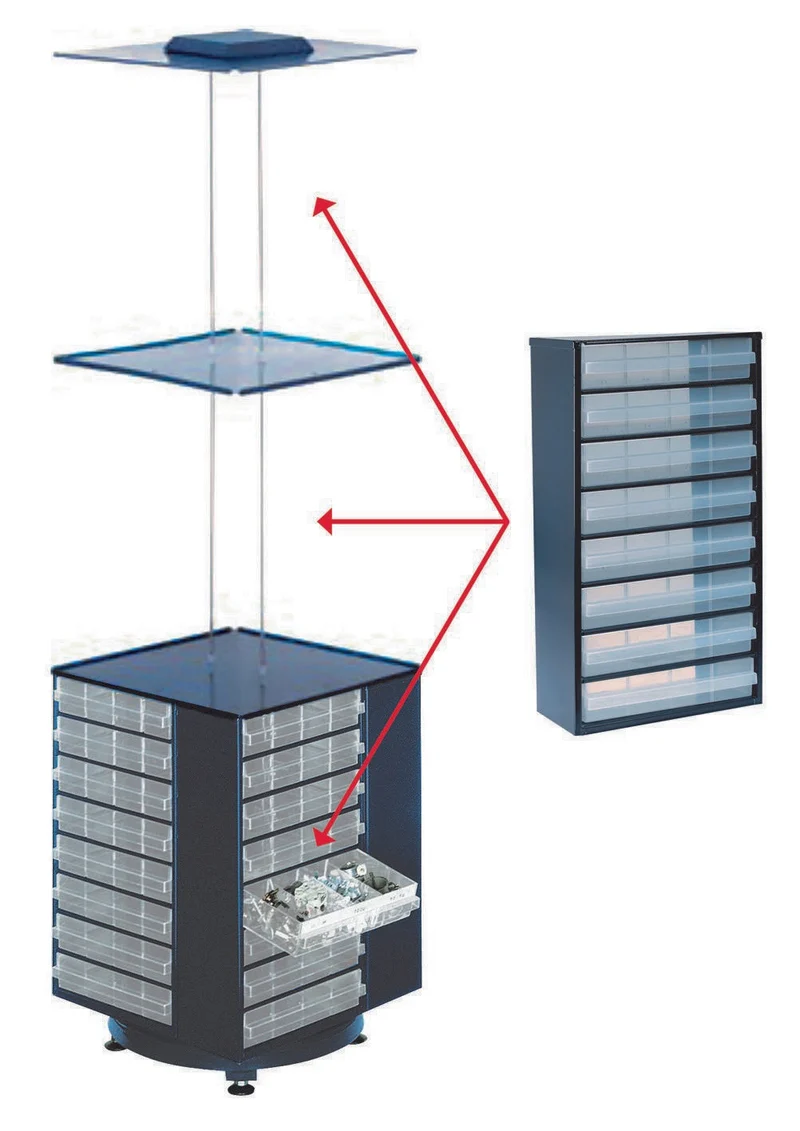 RAACO Drehturm für Stahlmagazine Serie 900 – 680x680x1600 mm, dunkelblau