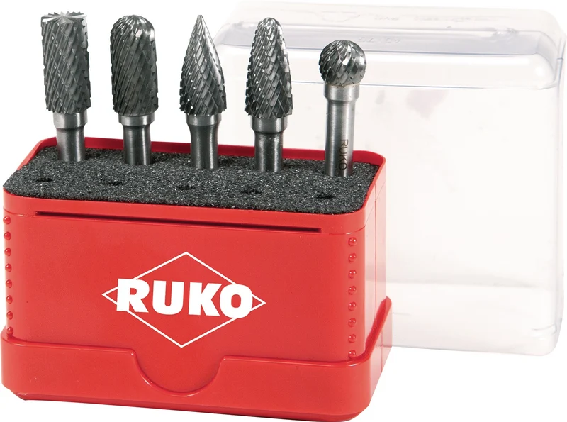 RUKO Frässtiftsatz 5-teilig HM Schaft-Ø 6 mm ZYA-ST/WRC/SPG/RBF/KUD