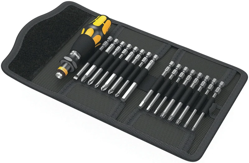 WERA Schraubendrehersatz KK 60 ESD mit 16 Bits und Falttasche – 17-teilig