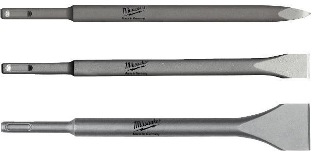 MILWAUKEE Meißel-Set 3-teilig mit Spitz-, Flach- und Breitmeißel, 250 mm Länge