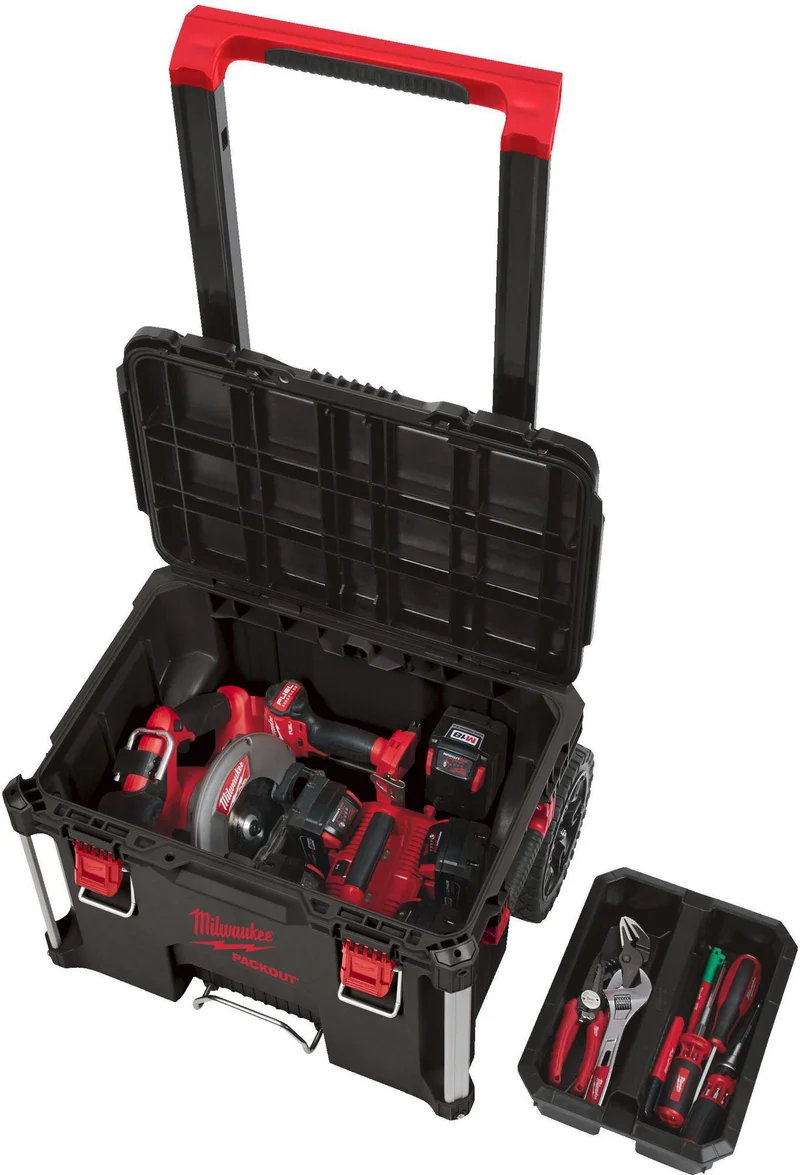 MILWAUKEE PACKOUT™ Trolleykoffer – 113 kg Nutzlast, IP65, 650 x 561 x 472 mm