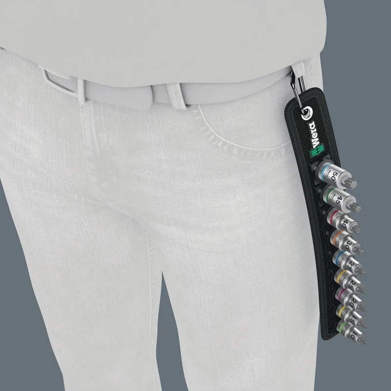 WERA Schraubendrehereinsatz-Set Belt B 3 Torx 9-teilig, Antrieb 10 mm (3/8 Zoll) – mit Haltefunktion