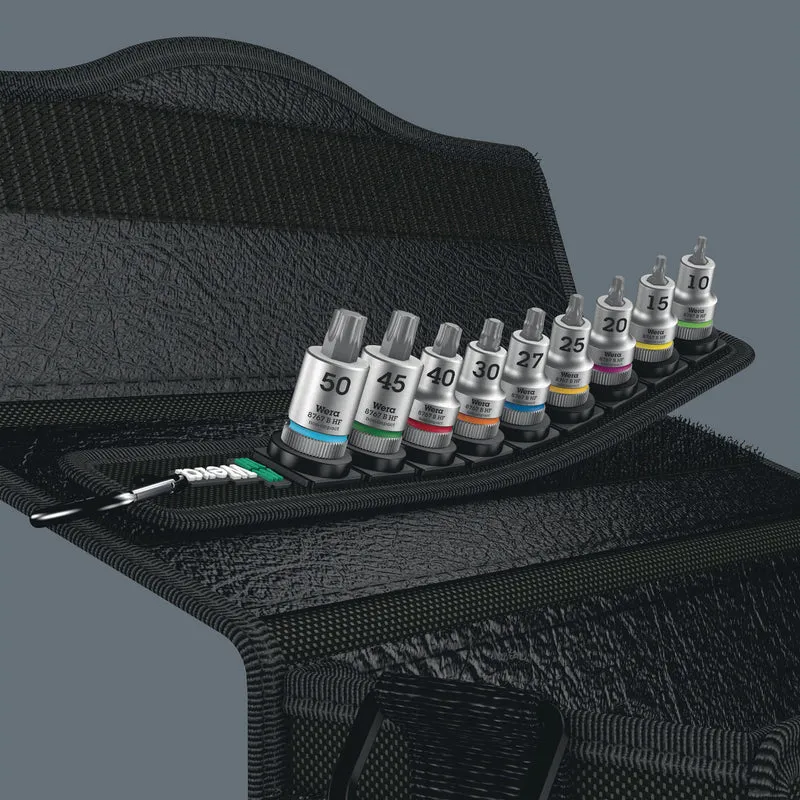 WERA Schraubendrehereinsatz-Set Belt B 3 Torx 9-teilig, Antrieb 10 mm (3/8 Zoll) – mit Haltefunktion