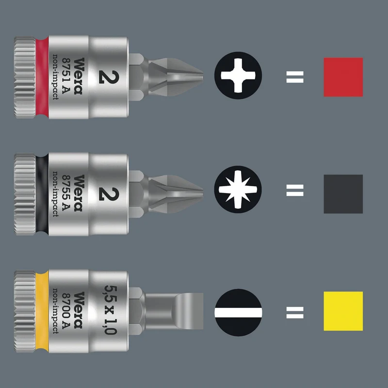 WERA Schraubendrehereinsatz 8755 A Pozidriv PZ 3, 1/4 Zoll Antrieb, 28 mm, mattverchromt