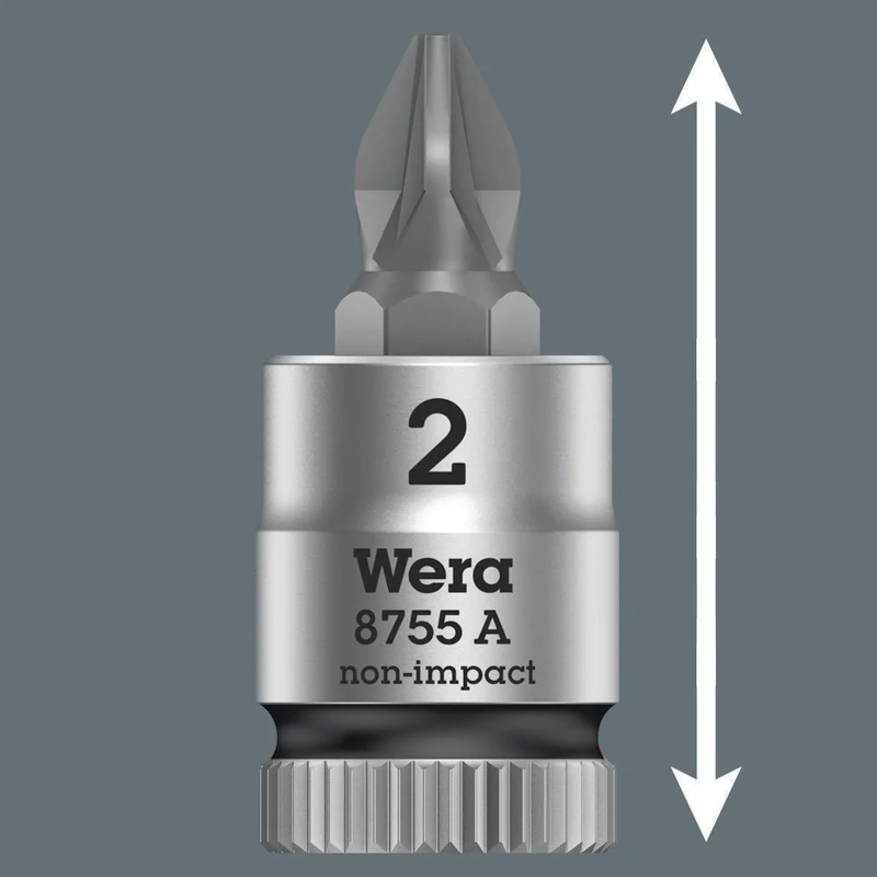 WERA Schraubendrehereinsatz 8755 A Pozidriv PZ 3, 1/4 Zoll Antrieb, 28 mm, mattverchromt