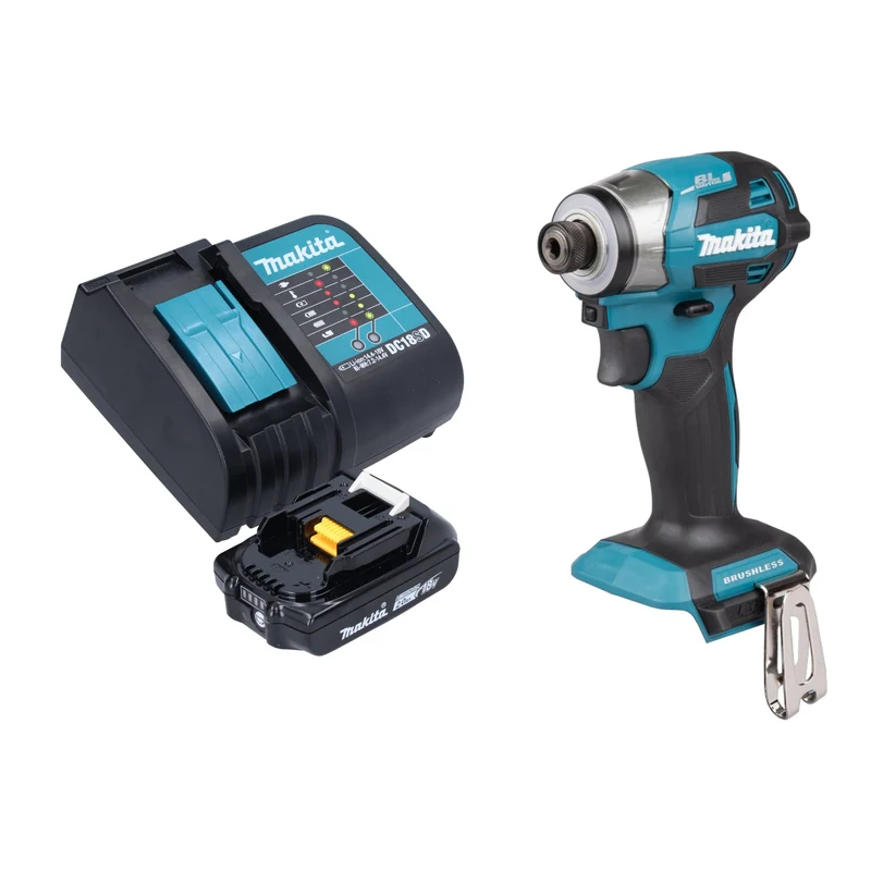 Makita DTD 173 SA1 Akku Schlagschrauber 18 V 180 Nm 1/4“ Brushless + 1x Akku 2,0 Ah + Ladegerät