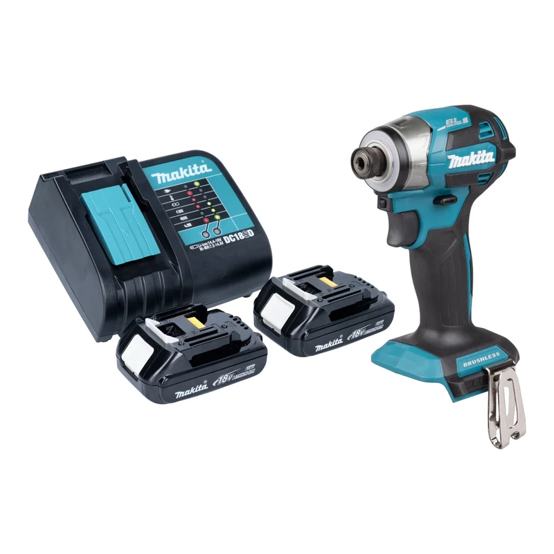 Makita DTD 173 SY Akku Schlagschrauber 18 V 180 Nm 1/4“ Brushless + 2x Akku 1,5 Ah + Ladegerät