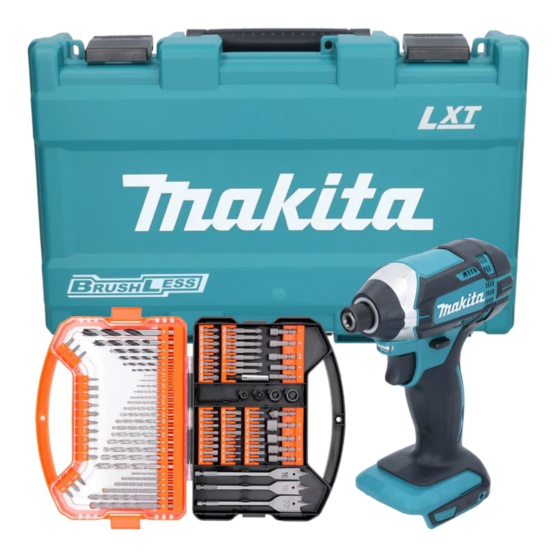 Makita DTD 152 Z Akku Schlagschrauber ( 18 V 165 Nm 1/4" ) inkl. Koffer + WellCut 101 tlg. Bit- und Bohrer Set