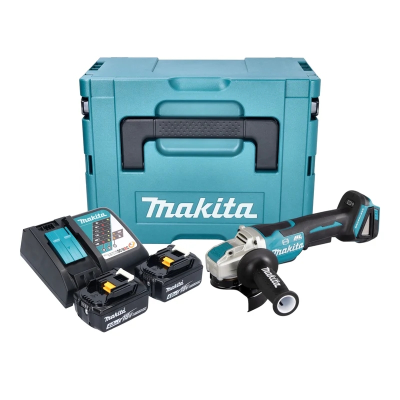 Makita DGA 520 RMJX1 Akku Winkelschleifer 18 V 125 mm X-LOCK Brushless + 2x Akku 4,0 Ah + Ladegerät + Makpac