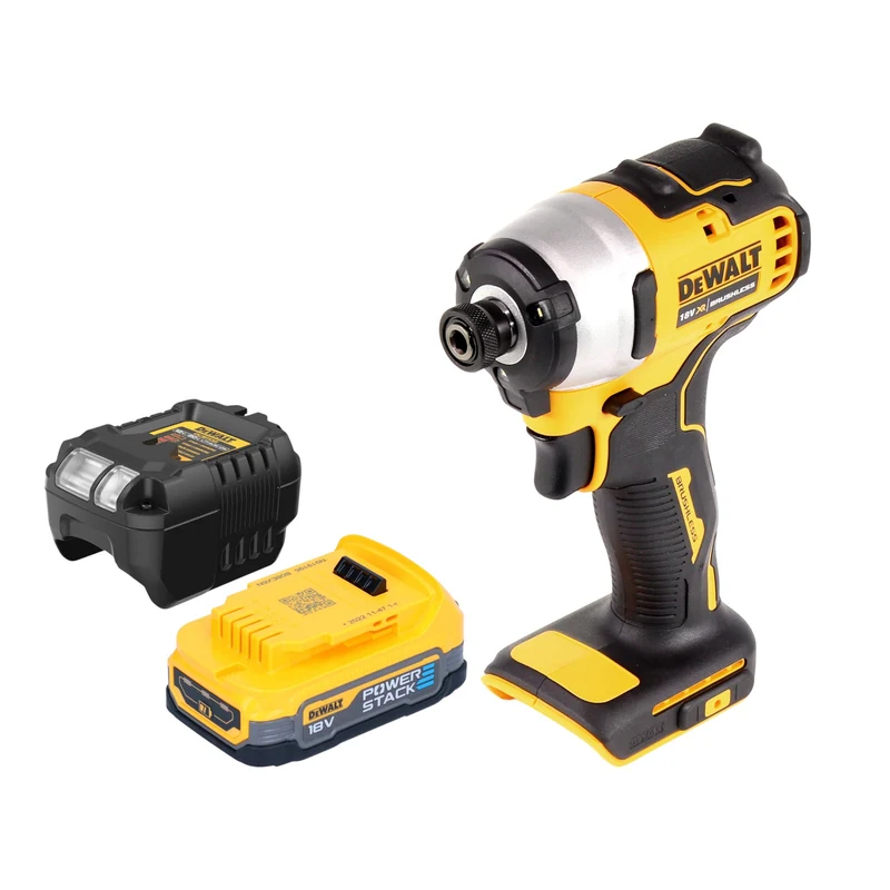DeWalt DCF 809 E1 Akku Schlagschrauber 18 V 190 Nm 1/4" Brushless + 1x Powerstack Akku 1,7 Ah + Ladegerät
