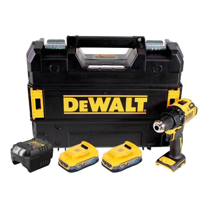 DeWalt DCD 708 E2T Akku Bohrschrauber 18 V 65 Nm Brushless + 2x Powerstack Akku 1,7 Ah + Ladegerät + TSTAK