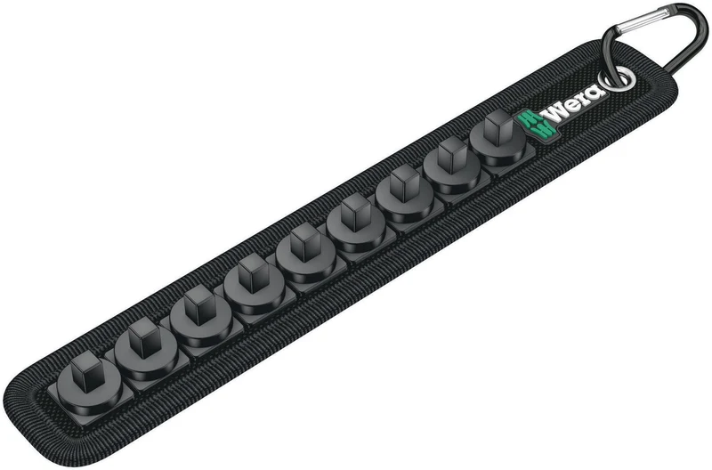 Wera Textilgurt Belt A 9teilig für 1/4" Nüsse mit Klettstreifen und Karabinerhaken