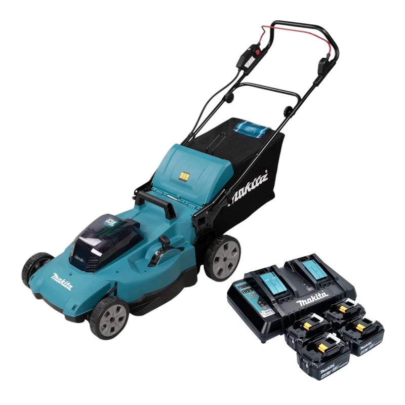 Makita DLM 538 PM4 Akku Rasenmäher 36 V ( 2x 18 V ) 530 mm + 4x Akku 4,0 Ah + Ladegerät