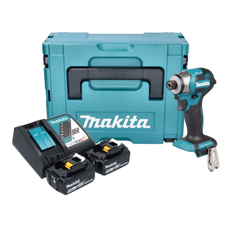 Makita DTD 173 RTJ Akku Schlagschrauber 18 V 180 Nm 1/4“ Brushless + 2x Akku 5,0 Ah + Ladegerät + Makpac