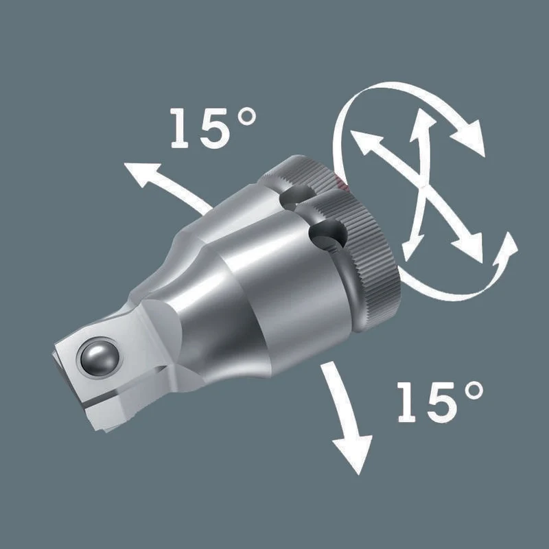 Wera 8794 A Wobble-Verlängerung 1/4 Zoll, 56 mm, schwenkbar bis 15°, CV-Stahl