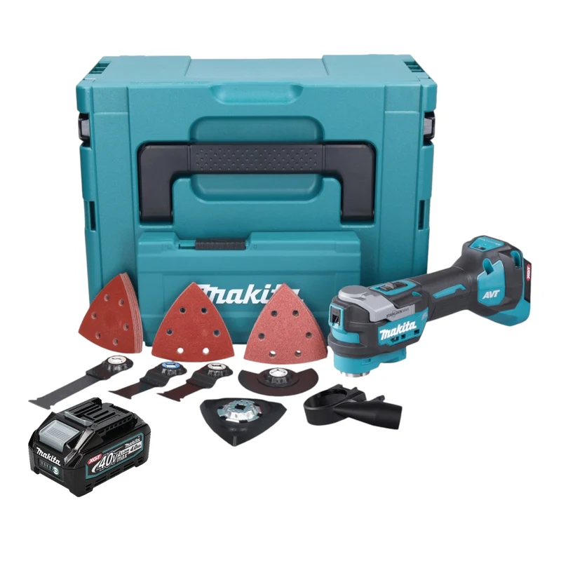 Makita TM 001 GM103 Akku Multifunktionswerkzeug 40 V max. Starlock Max Brushless + 1x Akku 4,0 Ah + 37 tlg. Zubehörset + Makpac - ohne Ladegerät