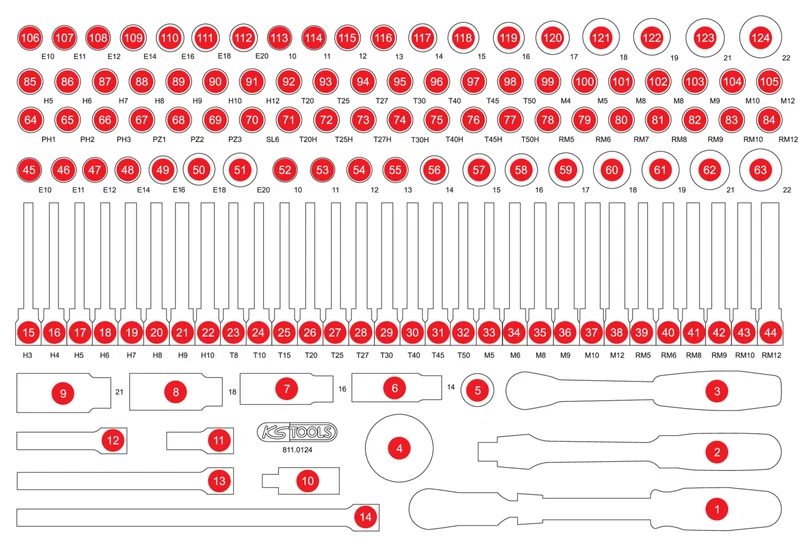 KS TOOLS Leere Schaumstoffeinlage zu 811.0124 ( 811.0124-97 )