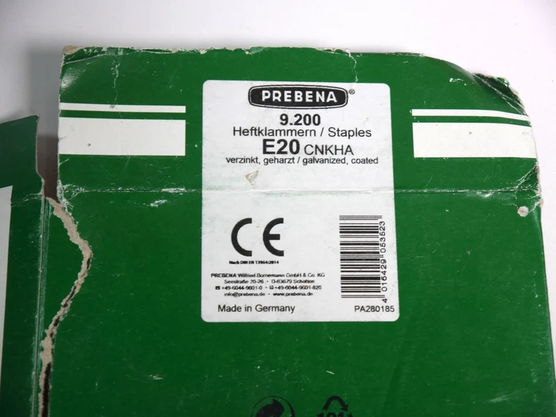 3x Prebena E20CNKHA Heftklammern 20mm 9200 Stück - Beschädigt