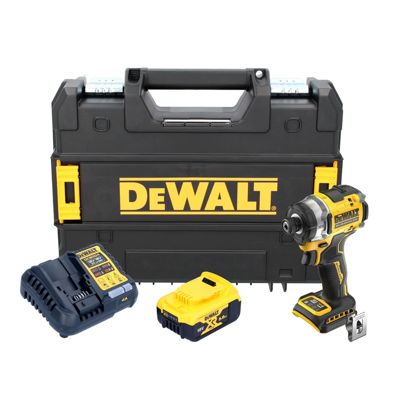 DeWalt DCF 860 P1T Akku Schlagschrauber 18 V 282 Nm 1/4" Brushless + 1x Akku 5,0 Ah + Ladegerät + TSTAK
