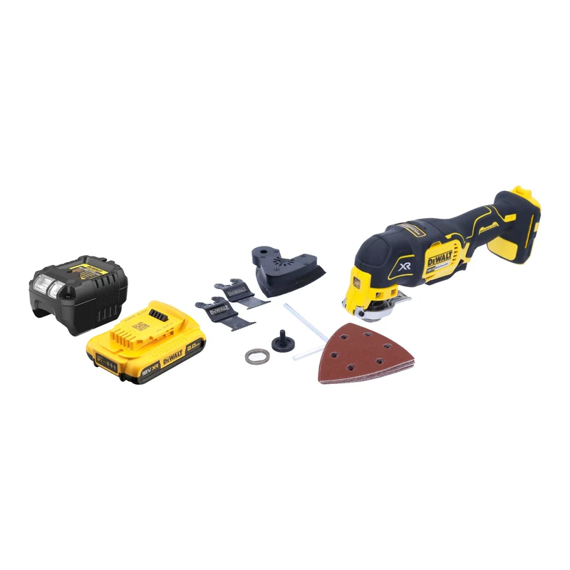 DeWalt DCS 355 D1 Akku Oszillierer Multitool 18 V Brushless + 1x Akku 2,0 Ah + Ladegerät + Zubehör