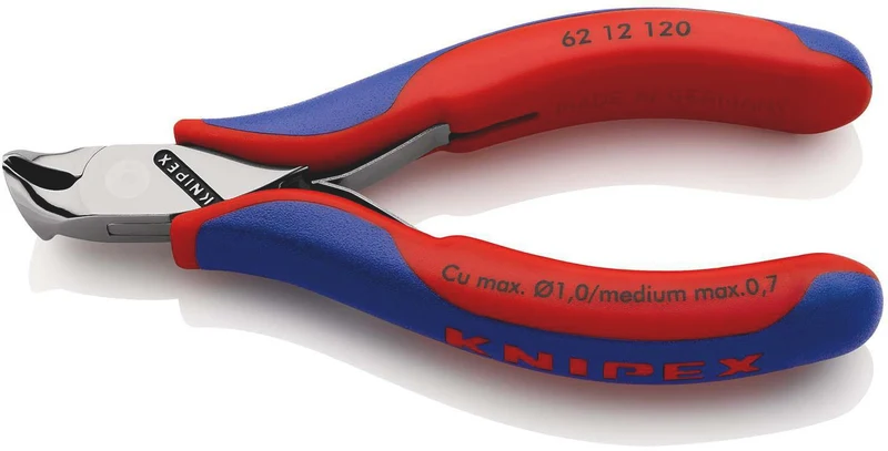 KNIPEX Elektronik-Schrägschneider 120 mm, ohne Facette, poliert, 15° gewinkelt
