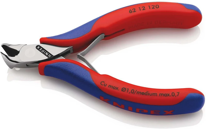 KNIPEX Elektronik-Schrägschneider 120 mm, ohne Facette, poliert, 15° gewinkelt