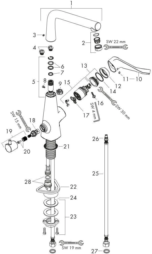 HANSGROHE Metris M71 Küchenmischer 320 mit Geräteabsperrventil, Chrom