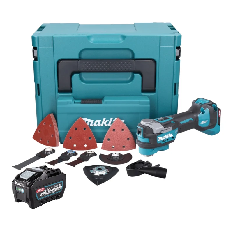 Makita TM 001 GT103 Akku Multifunktionswerkzeug 40 V max. Starlock Max Brushless + 1x Akku 5,0 Ah + 37 tlg. Zubehörset + Makpac - ohne Ladegerät