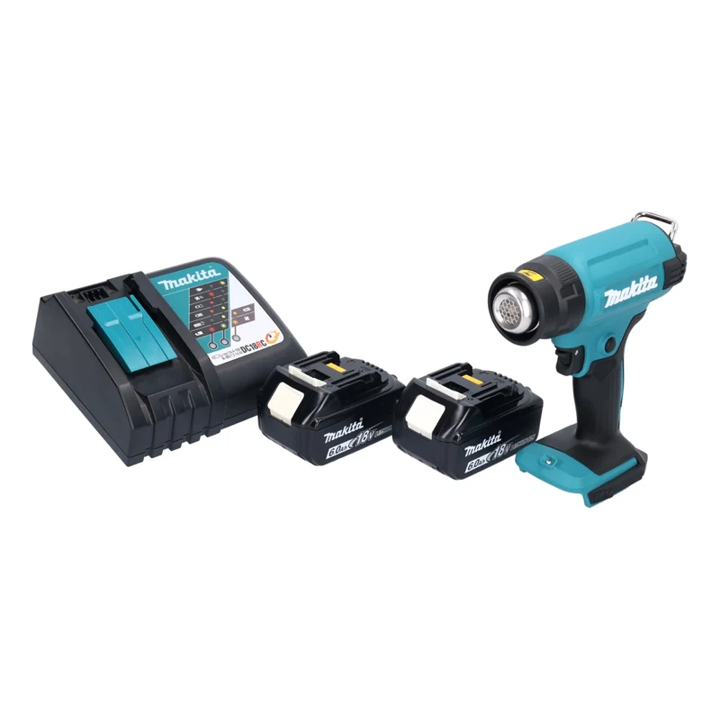 Makita DHG 180 RG Akku Heißluftgebläse 18 V 550 °C + 2x Akku 6,0 Ah + Ladegerät