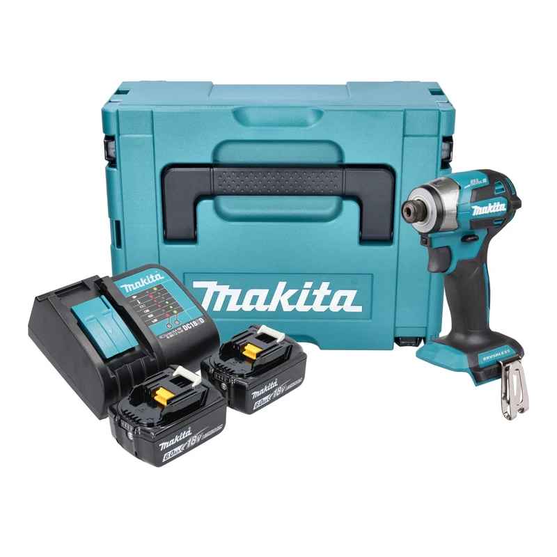 Makita DTD 173 SGJ Akku Schlagschrauber 18 V 180 Nm 1/4“ Brushless + 2x Akku 6,0 Ah + Ladegerät + Makpac