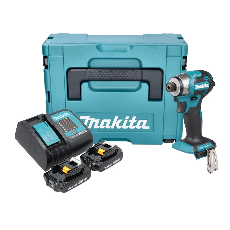 Makita DTD 173 SAJ Akku Schlagschrauber 18 V 180 Nm 1/4“ Brushless + 2x Akku 2,0 Ah + Ladegerät + Makpac