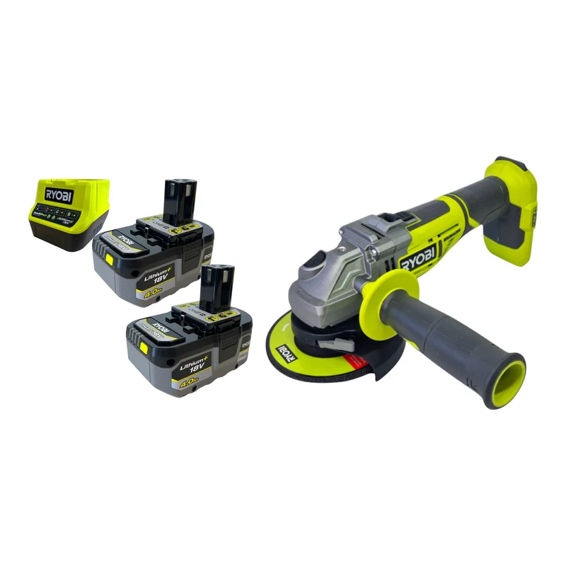 RYOBI R18AG7-0 Akku Winkelschleifer 18 V 125 mm Brushless + 2x Akku 4,0 Ah + Ladegerät