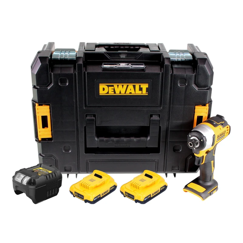 DeWalt DCF 809 D2T Akku Schlagschrauber 18 V 190 Nm 1/4" Brushless + 2x Akku 2,0 Ah + Ladegerät + TSTAK