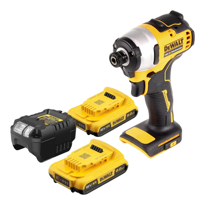 DeWalt DCF 809 D2 Akku Schlagschrauber 18 V 190 Nm 1/4" Brushless + 2x Akku 2,0 Ah + Ladegerät
