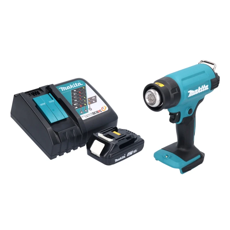 Makita DHG 180 RA1 Akku Heißluftgebläse 18 V 550 °C + 1x Akku 2,0 Ah + Ladegerät