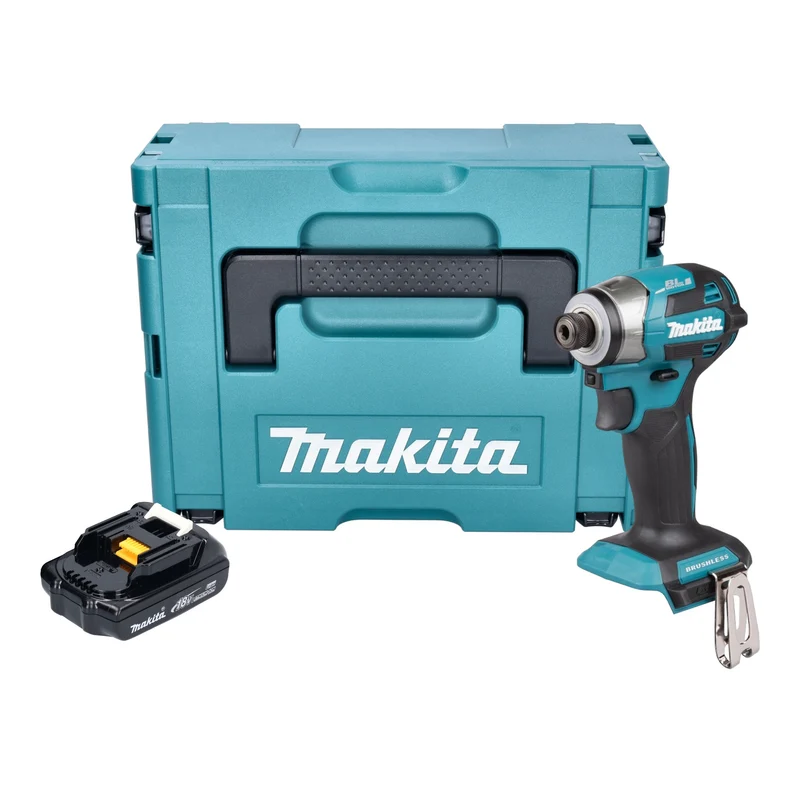 Makita DTD 173 Y1J Akku Schlagschrauber 18 V 180 Nm 1/4“ Brushless + 1x Akku 1,5 Ah + Makpac - ohne Ladegerät