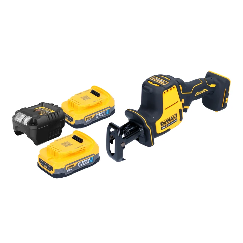 DeWalt DCS 369 E2 Akku Säbelsäge Reciprosäge 18 V Brushless + 2x Powerstack Akku 1,7 Ah + Ladegerät