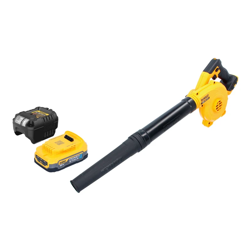 DeWalt DCV 100 E1 Akku Gebläse / Laubbläser 18 V + 1x Powerstack Akku 1,7 Ah + Ladegerät