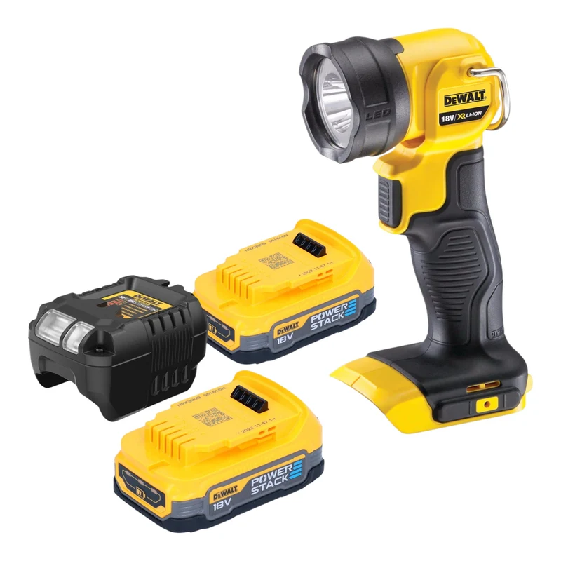 DeWalt DCL 040 E2 Akku LED Lampe 18 V 110 lm + 2x Powerstack Akku 1,7 Ah + Ladegerät