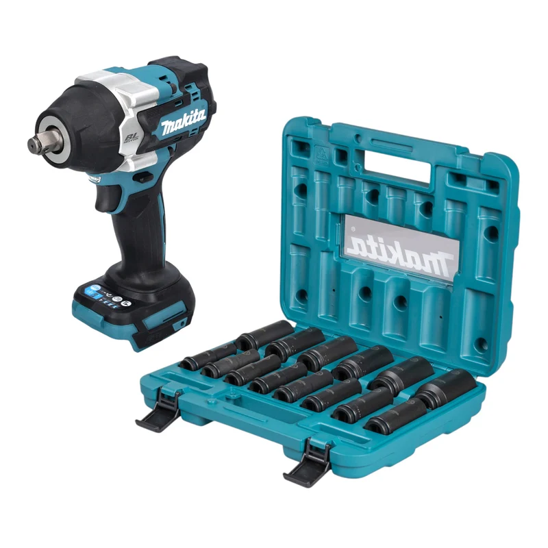 Makita DTW 700 Z Akku Schlagschrauber 18 V 700 Nm 1/2" Brushless + Steckschlüssel Set 14 tlg. - ohne Akku, ohne Ladegerät