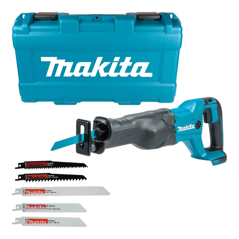 Makita DJR 186 ZK Akku Reciprosäge Säbelsäge 18 V + Reciprosägeblatt Set ( P-83967 ) + Koffer - ohne Akku, ohne Ladegerät