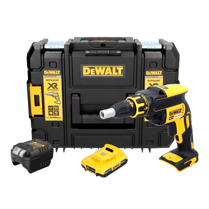 DeWalt DCF 620 D1T Akku Trockenbauschrauber 18 V 30 Nm Brushless + 1x Akku 2,0 Ah + Ladegerät + TSTAK