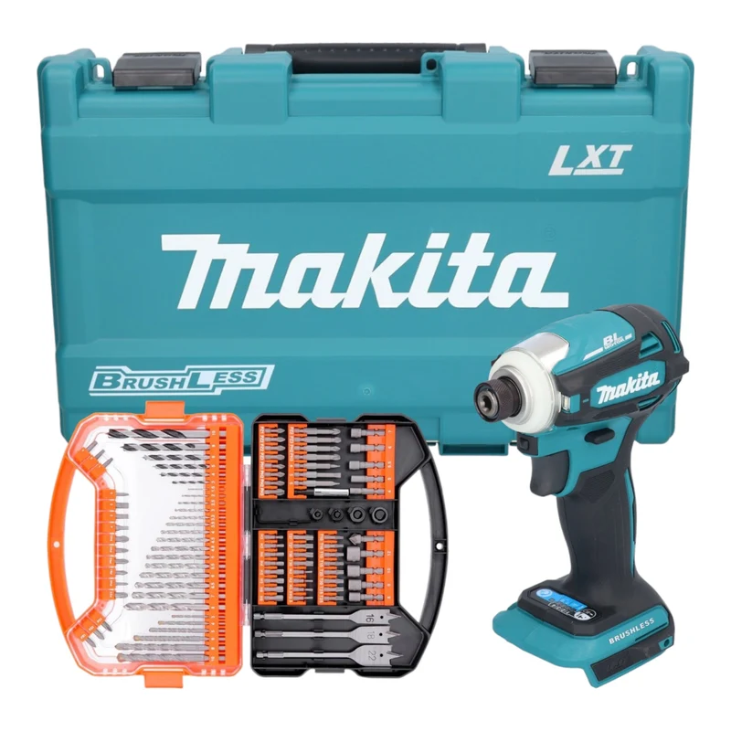 Makita DTD 172 Z Akku Schlagschrauber ( 18 V 180 Nm 1/4" Brushless ) inkl. Koffer + WellCut 101 tlg. Bit- und Bohrer Set