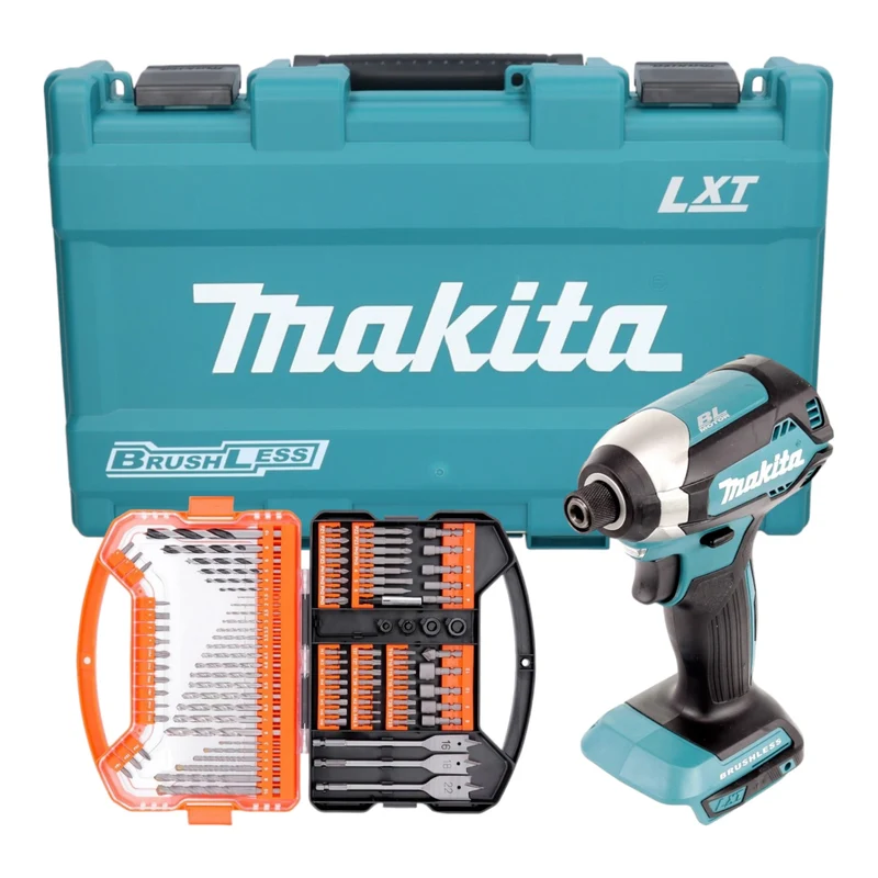 Makita DTD 153 Z Akku Schlagschrauber ( 18 V 170 Nm 1/4" Brushless ) inkl. Koffer + WellCut 101 tlg. Bit- und Bohrer Set