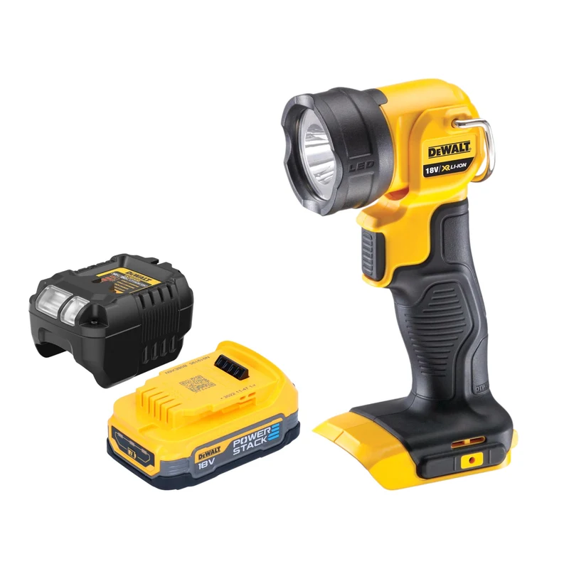 DeWalt DCL 040 E1 Akku LED Lampe 18 V 110 lm + 1x Powerstack Akku 1,7 Ah + Ladegerät