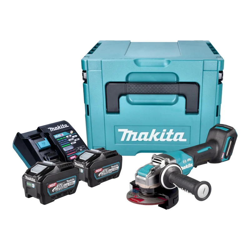 Makita GA 047 GT201 Akku Winkelschleifer 40 V max. 125 mm X-LOCK Brushless + 2x Akku 5,0 Ah + Ladegerät + Makpac
